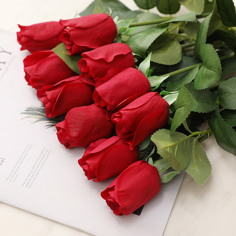 Ramo de flores artificiales de seda para decoración del hogar, conjunto de rosas de tacto Real, Decoración de mesa de boda, 1 unidad ► Foto 1/5