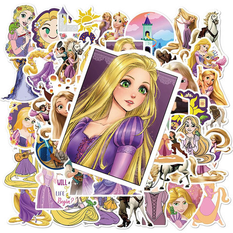 Pegatinas de Disney Frozen Rapunzel para niños, 10/50 Uds., guitarra divertida, teléfono, equipaje, monopatín, portátil, dibujos animados, Kawaii, Stikers, juguete para niños ► Foto 1/6