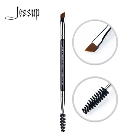 Jessup-brocha de maquillaje para sombras, cepillos de pestañas de doble cabeza, cosméticos, herramientas de belleza, pelo sintético, mango de madera ► Foto 1/6