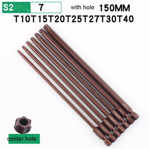 1Pc 150mm destornillador Torx magnético Bits 1/4 vástago hexagonal destornillador eléctrico cabeza T10... T15... T20... T25... T27... T30... T40 herramientas de mano ► Foto 1/6