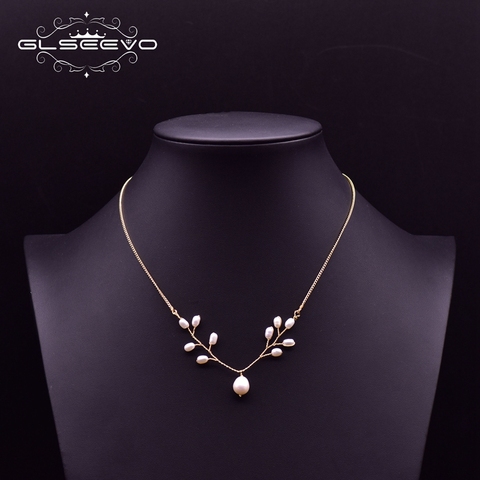 GLSEEVO-collar ajustable con perlas naturales para mujer, árbol hecho a mano, regalo de cumpleaños, joyería fina, collar 2022, GN0203 ► Foto 1/5