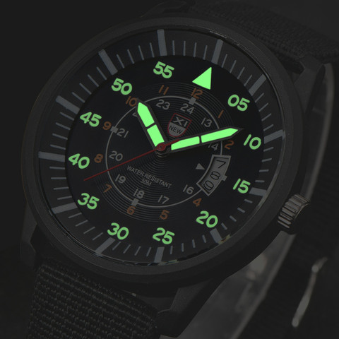 Reloj militar para hombre, reloj luminoso de cuarzo con esfera negra y fecha, reloj de pulsera deportivo de lujo, relojes hombre de negocios para 2022 ► Foto 1/6