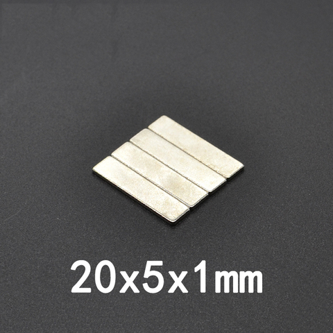 Imanes de neodimio rectangulares, hoja superfuerte de grosor de 1mm, 20x5x1mm, 20/30/50 Uds. ► Foto 1/4