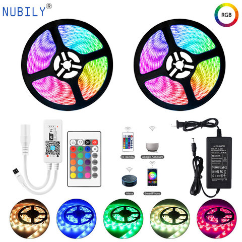 Kit de tira de luces LED impermeable SMD 5050, cinta de 5M, 10M, RGB, WiFi, Control inalámbrico de teléfono inteligente, funciona con Alexa ► Foto 1/6