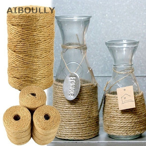 DIY cordeles de yute 100 M Sisal Natural 2mm rústico Etiqueta de boda decoración artesanía trenzado cuerda de eventos fiesta suministros ► Foto 1/6