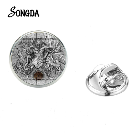 Pin de solapa eslavo Thundermarks of Perun para hombre, broche de acero inoxidable redondo de vidrio, insignia decorativa para camisa, ropa ► Foto 1/4