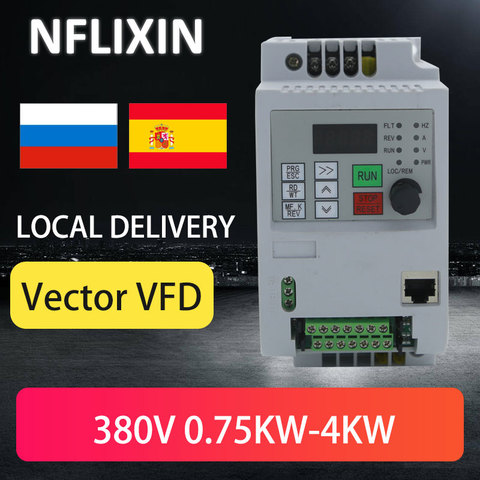 ¡Caliente! NFLIXIN VFD 380 4KW para España Unidad de frecuencia Variable Fase 3 controlador de velocidad del Motor inversor VFD inversor ► Foto 1/1