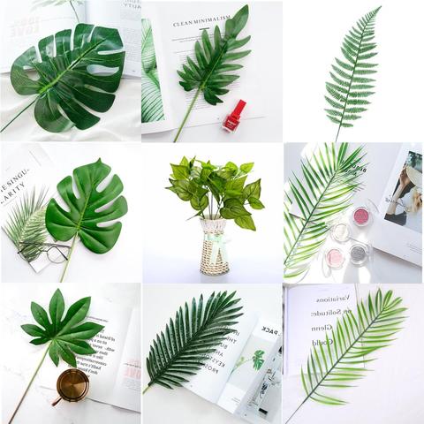 Hojas de simulación de plantas falsas para decoración, accesorios de fondo de fotografía, estudio, sesión de fotos, accesorios de 20-80cm ► Foto 1/6