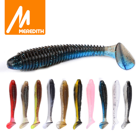 MEREDITH 75mm/3g 10 unids/lote cebos blandos para pesca jarras de señuelos suaves gordo Swing impacto Swimbait pesca con cebo blando bajo cebo wobbler ► Foto 1/6