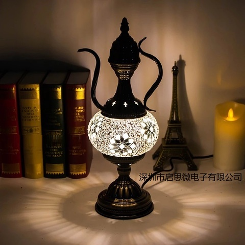 Lámpara de mesa mosaico turco estilo mediterráneo, mosaico artesanal de cristal, romántica, para cama ► Foto 1/5