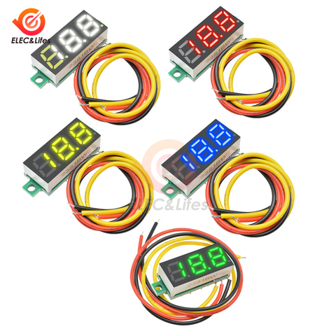 Voltímetro Digital de CC de 0,28 pulgadas, medidor de voltaje de 0-100V, Detector de Voltaje de potencia móvil para coche, 12V, pantalla LED roja, azul y verde ► Foto 1/6