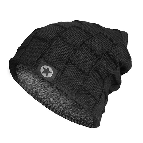 Gorro de invierno de estrella de alta calidad, gorros de abrigo de piel, gorros anchos, sombrero tejido para hombres y mujeres, gorros de esquí para deportes ► Foto 1/6