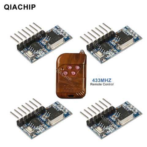 QIACHIP-módulo receptor de relé de RF inalámbrico, 433 mhz, 4 canales de salida con botón de aprendizaje y controles remoto RF de 433 Mhz, transmisor Diy ► Foto 1/6