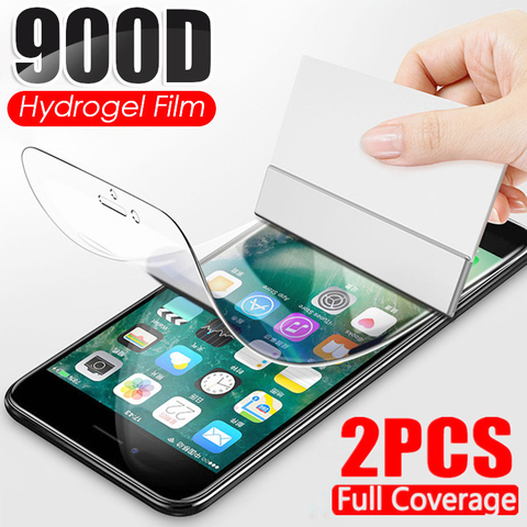 2Pcs 500D hidrogel de película Protector de pantalla para iphone 11 Pro XR XS Max X cubierta completa de la película protectora para iphone 2 2022 8 7 Plus ► Foto 1/6