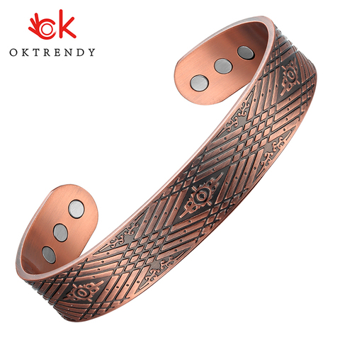 Brazalete magnético de cobre para hombres y mujeres, 6 imanes, pulsera magnética de equilibrio de salud, brazalete ajustable, joyería 2022 ► Foto 1/6