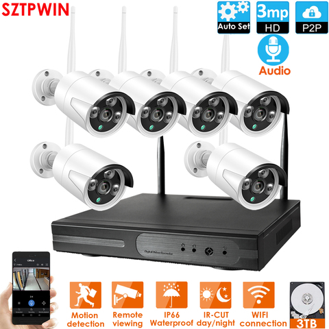 8CH 1080P HD Audio Kit NVR inalámbrico P2P 1080P interior al aire libre IR visión nocturna seguridad 2.0MP Audio IP Cámara WIFI CCTV sistema ► Foto 1/6