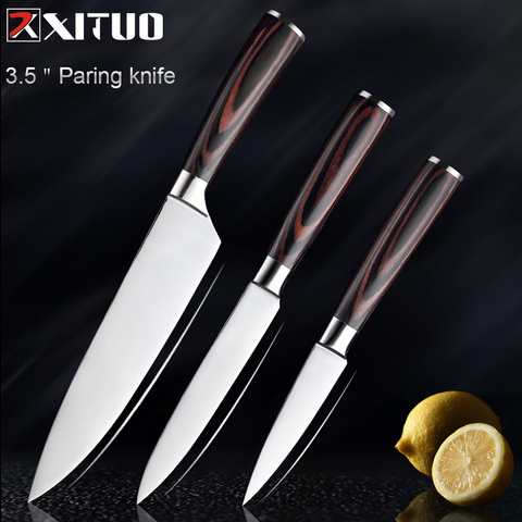 XITUO Juego de Cuchillos de Cocina-cuchillo de cocina de acero inoxidable, 3 uds., para deshuesar filetes, rebanar carne, utilidad, cuchillo Santoku ► Foto 1/6