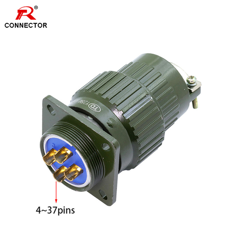 Conector de aviación militar Y28M, conector XLR de Color verde, 4-37 pines disponibles, conexión de potencia/transmisión de señal, 1 Juego ► Foto 1/6