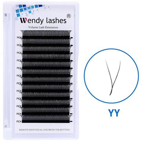 YY estilo extensiones de pestañas de visón Punta doble pestañas venta al por mayor Premade volumen Fan YY látigo Individual maquillaje injerto Lash ► Foto 1/6