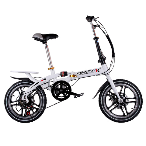 Bicicleta ultraligera plegable de 14 o 16 pulgadas para niños, bici plegable de freno doble de velocidad Variable para estudiantes ► Foto 1/6