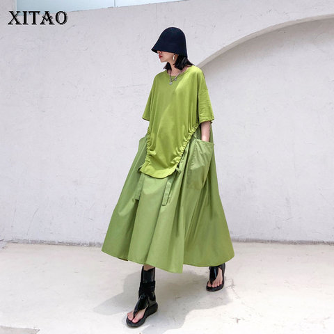 XITAO-Vestido largo Vintage de talla grande para mujer, Vestido largo de empalme a la moda, ropa salvaje de gran tamaño 2022 DMY4245 ► Foto 1/6