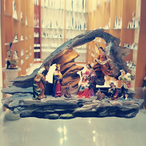 Zayton-Conjunto de Belén para decoración del hogar, estatua familiar de la Santa María, Jesús, Joseph, figura católica, regalo de Navidad ► Foto 1/6