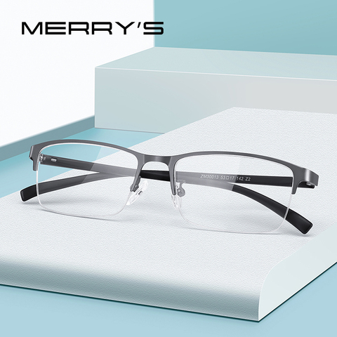 MERRYS-Gafas de Montura de gafas de aleación de titanio TR90 para hombre, anteojos para miopía, graduadas, de medio marco óptico, S2213 ► Foto 1/6