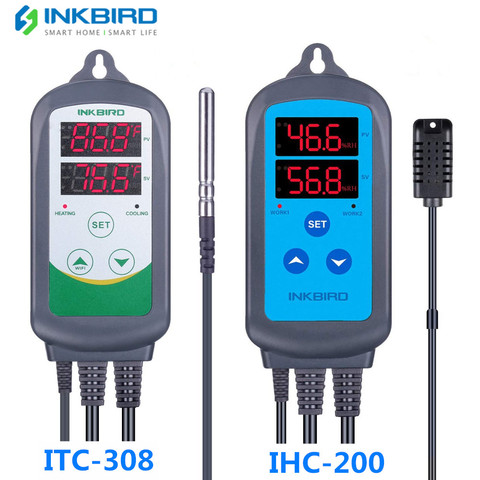 Inkbird Combo Set Pre-cable Digital Dural etapa controlador de humedad IHC200 y calefacción de refrigeración controlador de temperatura ITC-308 ► Foto 1/6