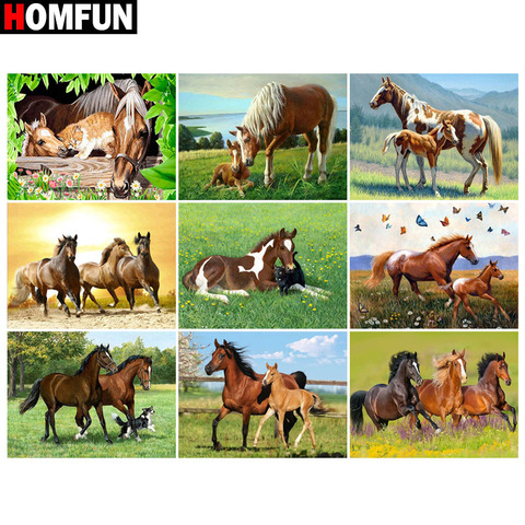 HOMFUN llena de diamantes pintura Animal caballo de 