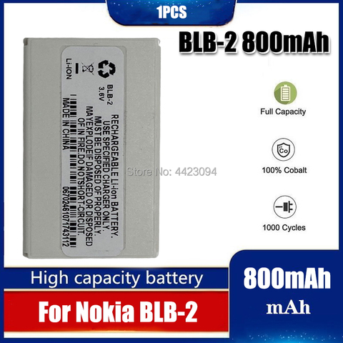 Batería de teléfono BLB-2, 800mAh, 3610 para Nokia, 6500, 6510, 6590, 6590i, 7650, 8210, 8250, 8270, 8290, 8310, BLB 2, 1 ud. ► Foto 1/6