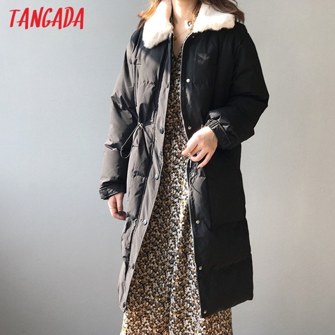 Tangada-Parkas de gran tamaño con Cuello de piel para mujer, Parkas largas y gruesas de manga larga con bolsillos, abrigo cálido para mujer ASF75 2022 ► Foto 1/5