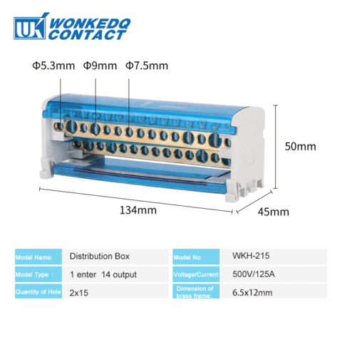 WKH215-caja de bloques de terminales de carril Din de conexión de tornillo Modular, caja de empalme de cable eléctrico Universal, Bloque de Distribución de Energía ► Foto 1/6