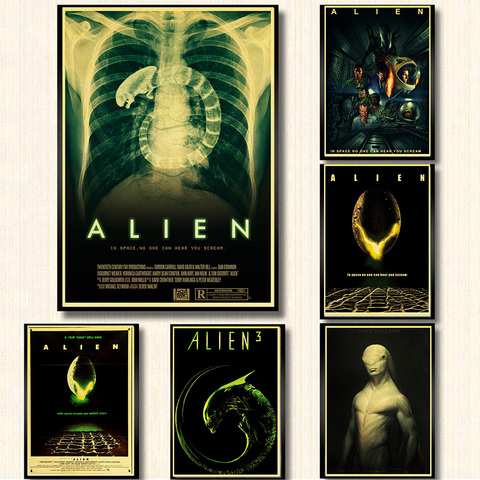 Cartel de Alien de películas de ciencia ficción, decoración de pared, arte, pintura, papel kraft, impresión, decoración del hogar, póster retro ► Foto 1/6