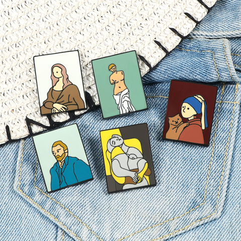 Pin de esmalte para pintura al óleo de Van Gogh, Picasso, Mona, Lisa, Venus, insignia artística para hombres y mujeres, camisa, solapa, regalo de joyería ► Foto 1/6