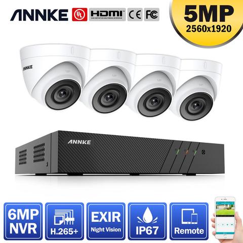 ANNKE-sistema de seguridad de vídeo en red, 8 canales, FHD, 5MP, POE, H.265 + 6MP, NVR, con 4X 5MP, cámaras de Videovigilancia IP impermeables ► Foto 1/6