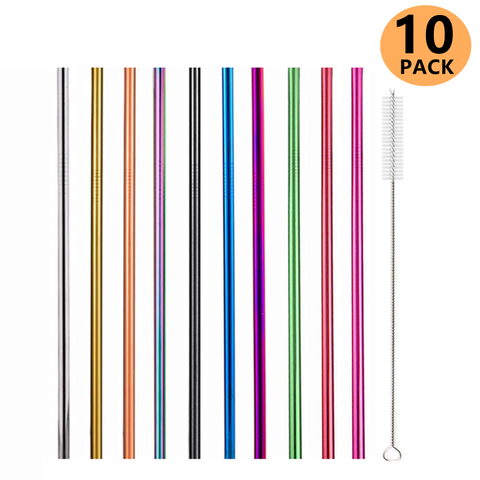 Pajita para beber de Metal reutilizable de varios colores con cepillo de limpieza, pajitas de acero inoxidable 304 coloridas para favores de fiesta, accesorio de Bar ► Foto 1/6