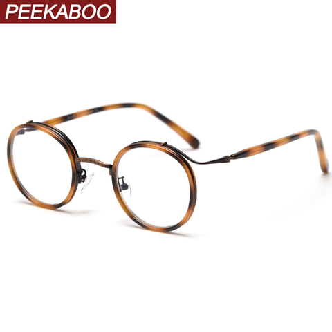 Peekaboo-gafas ópticas de estilo retro para mujer y hombre, anteojos con montura redonda vintage, lentes transparentes de acetato y leopardo ► Foto 1/6