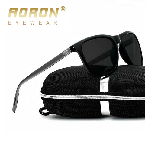 AORON-gafas de sol polarizadas para hombre, lentes de sol cuadradas clásicas con espejo UV400, de aluminio ► Foto 1/6