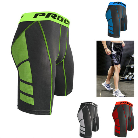 Pantalones cortos de compresión para hombre, ropa interior de compresión, pantalones cortos de Crossfit, pantalón corto para correr, entrenamiento deportivo, de secado rápido ► Foto 1/6