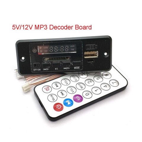 Fuente de alimentación de 5 V/12 V reproductor de tablero decodificador MP3 con pantalla de doble canal sin amplificador de potencia Control remoto memoria de apagado FM ► Foto 1/6