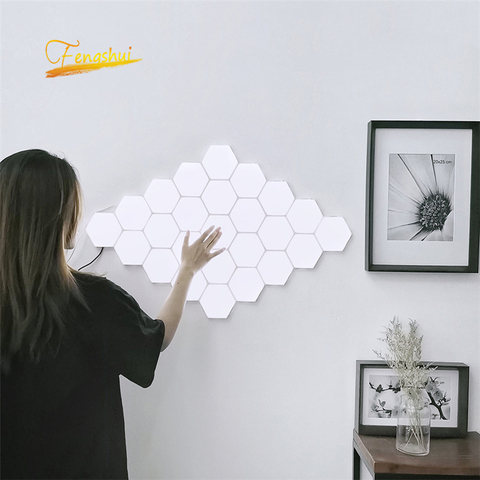 Lámpara LED de noche moderna Quantum, iluminación sensible al tacto, hexagonal magnético, decoración de pasillo, lámpara de noche para dormitorio ► Foto 1/6