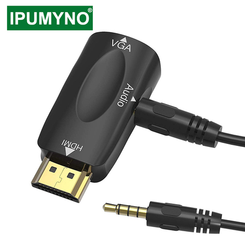 Adaptador HDMI a VGA macho a hembra, convertidor de Cable de Audio Aux, PS4, TV Box, puerto de pantalla, extensor de televisión proyector para PC ► Foto 1/6