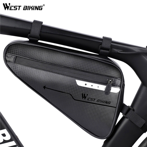 WEST BIKING-bolsa para bicicleta de montaña, resistente al agua, para cuadro de bicicleta de carretera, con tubo frontal, triangular, de gran capacidad ► Foto 1/6