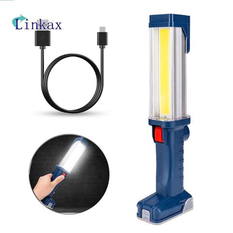 Linterna LED COB recargable por USB, luz de trabajo, COB magnético, lámpara con gancho para colgar, para acampar al aire libre ► Foto 1/6