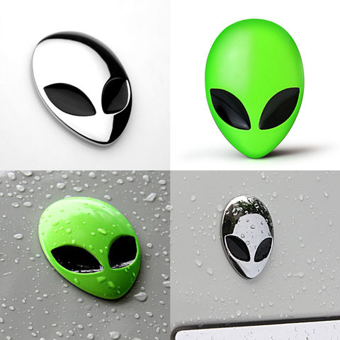 Pegatinas de Metal 3D de alta calidad para coche y motocicleta, accesorios de pegatinas de diseño de Alien, UFO, emblema, insignia, 2 uds. ► Foto 1/3
