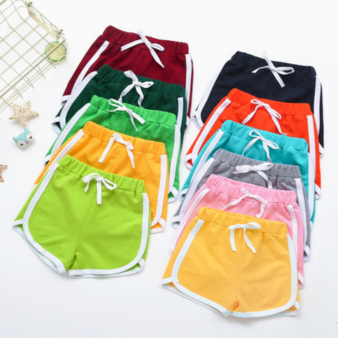 Pantalones cortos deportivos para niñas, Shorts de cintura media, informales, elásticos, Color caramelo, para playa, verano, 2 a 6 años ► Foto 1/6