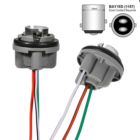 NHAUTP 2 uds. 1157 casquillo de bombilla BAY15D portalámparas P21/5W adaptador conector de Base para accesorios de luces para coche de freno ► Foto 1/6