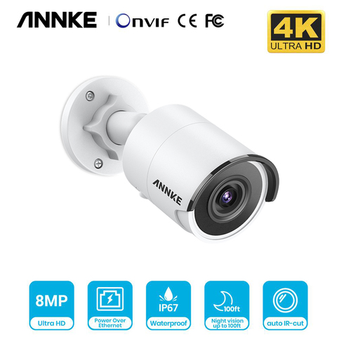 ANNKE 1 Uds Ultra HD 8MP Cámara POE 4K de interior al aire libre impermeable de la red de seguridad bala EXIR noche visión alerta de correo electrónico Kit CCTV ► Foto 1/6