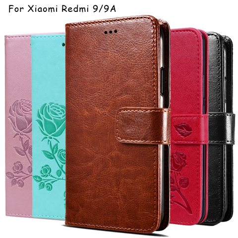 Para Funda Xiaomi Redmi 9 caso de cuero Flip Funda protectora de pantalla libro Redmy9 una carcasa protectora de teléfono para Redmi 9A cartera caso ► Foto 1/6