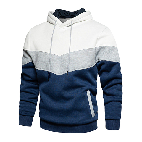 Sudadera con capucha de retales para hombre, ropa informal polar holgado ropa de calle cálida, prendas de vestir de moda para Otoño e Invierno ► Foto 1/6